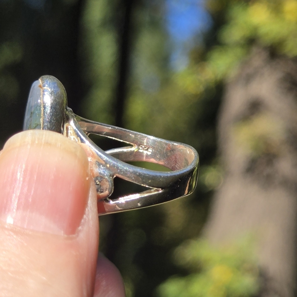 HOST PICK! 🎉🎊 Moss Agate & Topaz Natural Gemstone Sterling Ring Sz8 - Picture 11 of 11